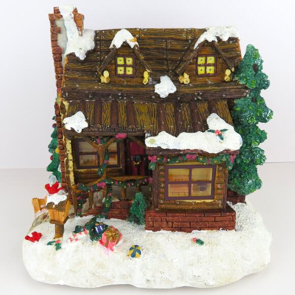 Christmas in the Woods Lighted Cabin House Rustic Log Holiday Village Décor - Picture 3 of 15